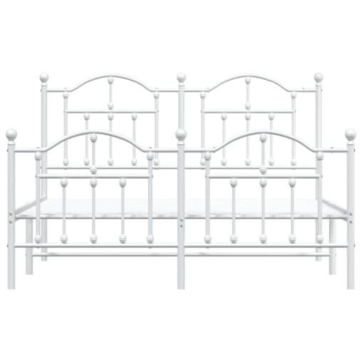 NNEVL Metal Bed Frame with Headboard and Footboard White 153x203 cm Queen