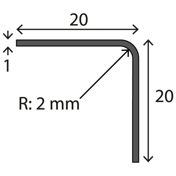 Eckschutzwinkel, BxH: 20 x 20 mm, ungelocht