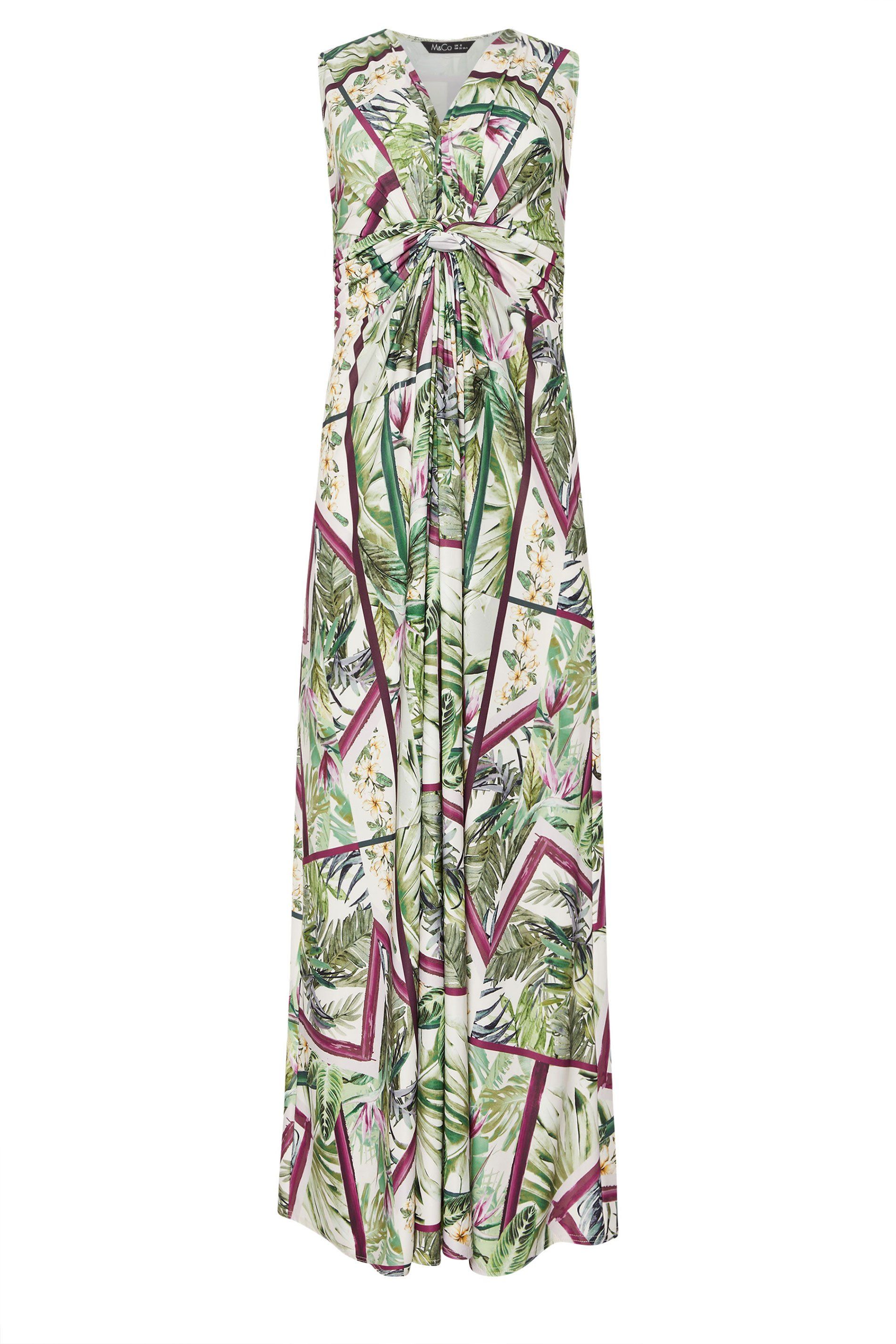 M&Co Tropical Print Knot Front Maxi Dress
