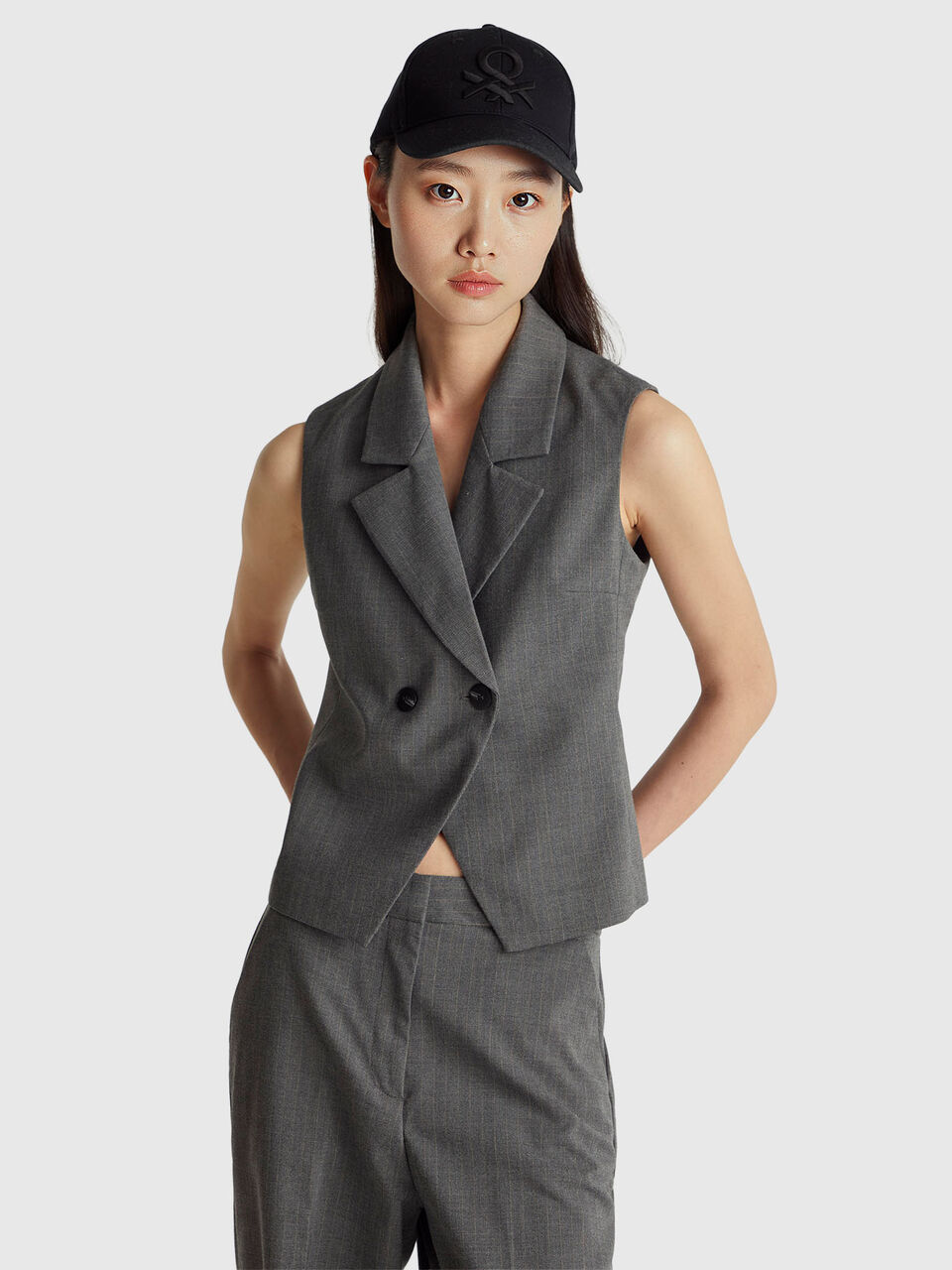 Double-breasted pinstripe vest