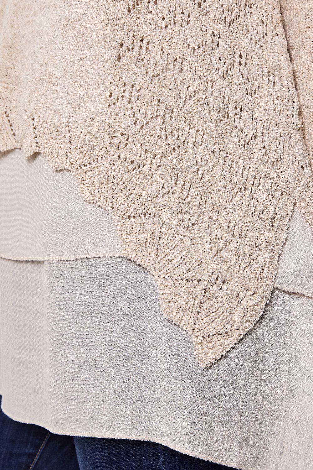 Apricot Shimmer Mesh Layered Tunic Top