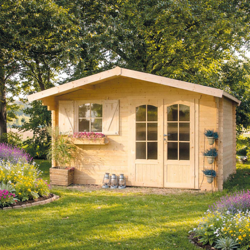 Abri de jardin en bois Morzine traité 40 mm 3,88 x 3,28 m SOLID