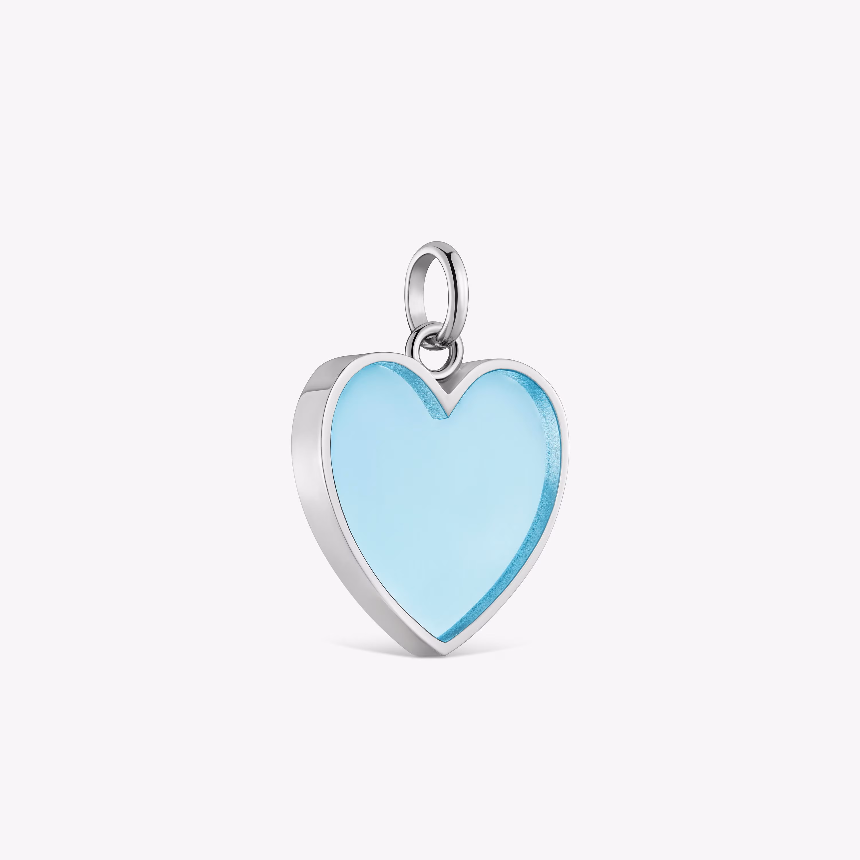 Colgante corazón de acero y resina azul Galaxy