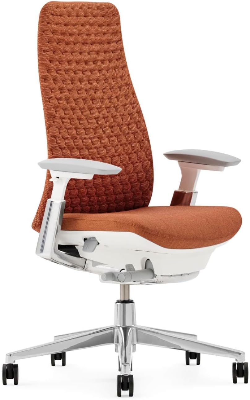 Haworth Fern Ergonomic Office Chair with Lumbar Support, Adjustable Desk Computer Chair with Digital Knit Finish for Home Office Furniture, Ember