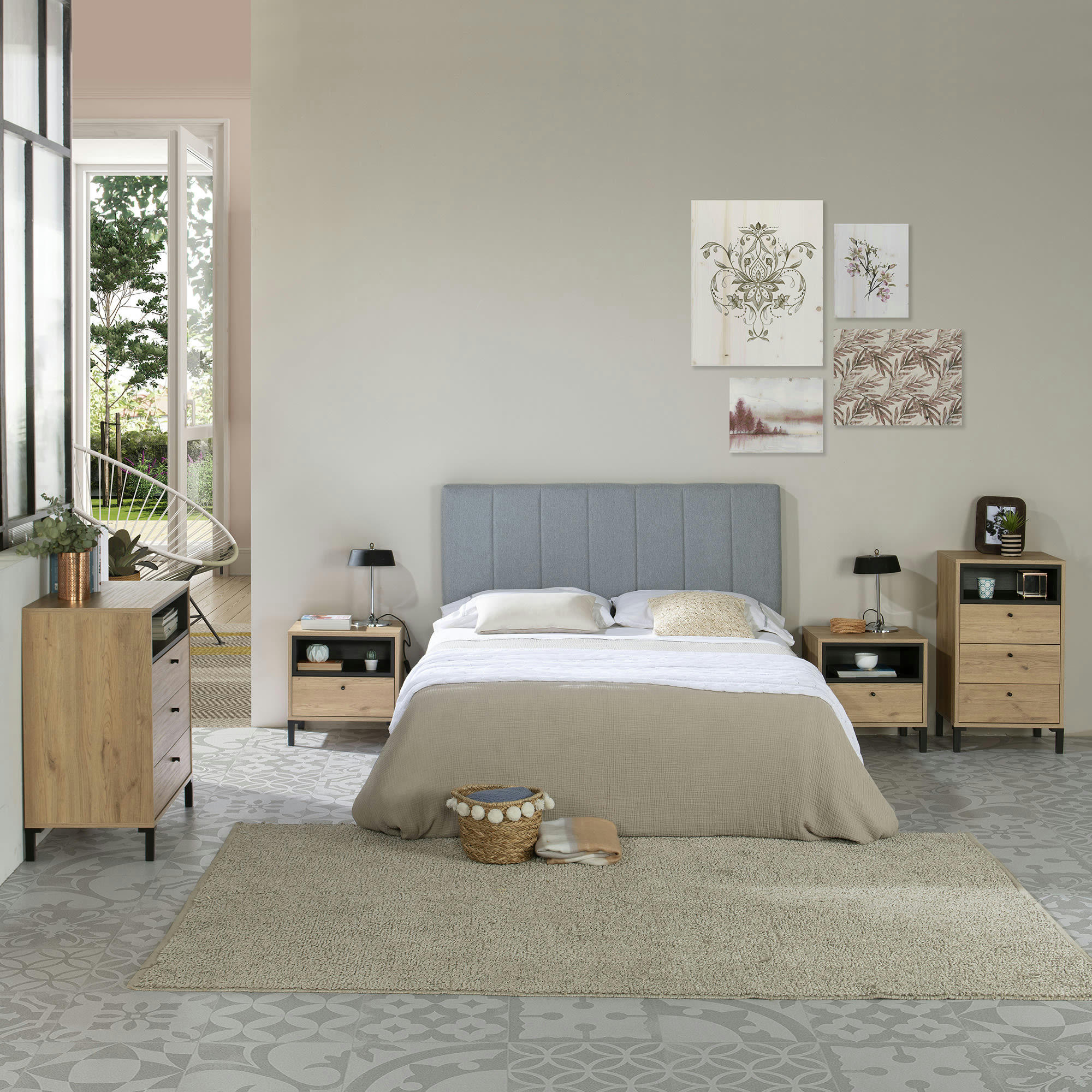 CRETA - Tête de lit tapissée 150x60 cm couleur gris, 8 cm d'épaisseur