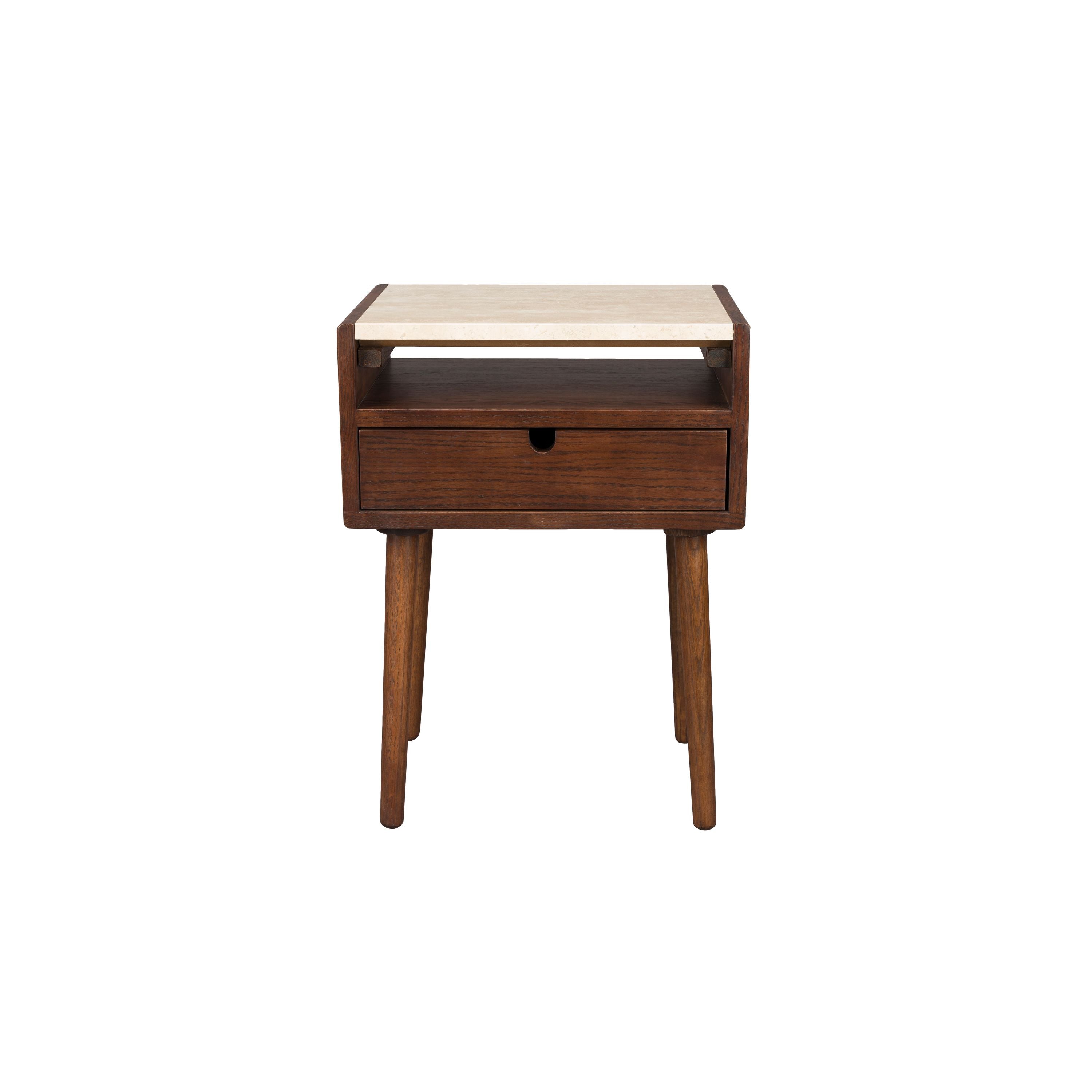 Dutchbone Arda Nachtkastje Travertin/ Hout - Beige