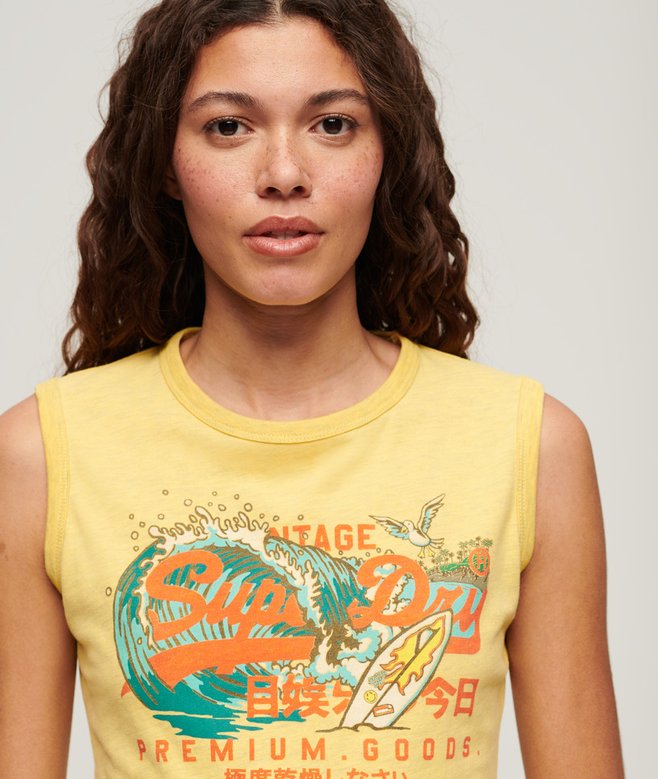 LA Vintage Logo Graphic Slim Vest Top