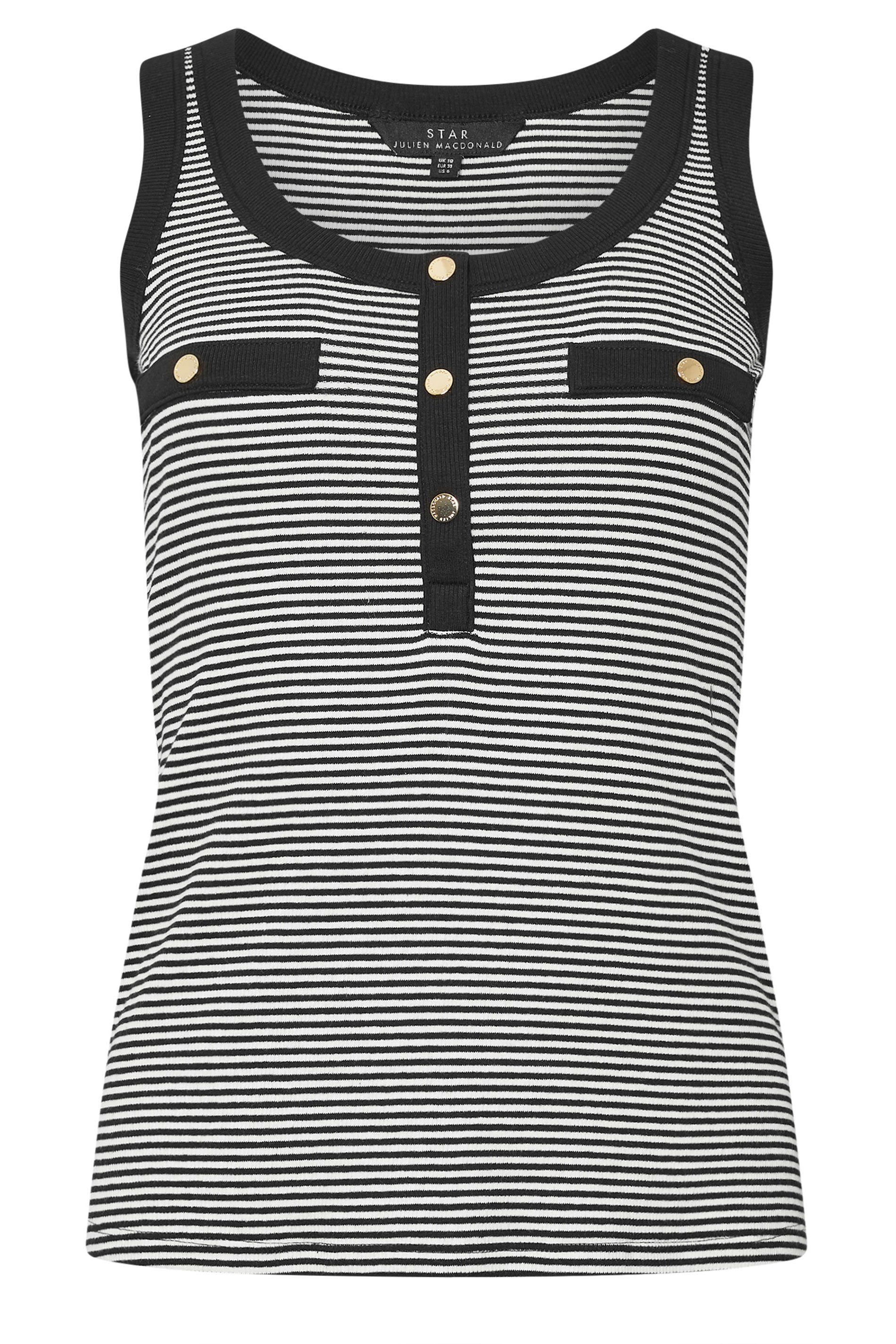 Star by Julien Macdonald Striped Ribbed Button Vest Top