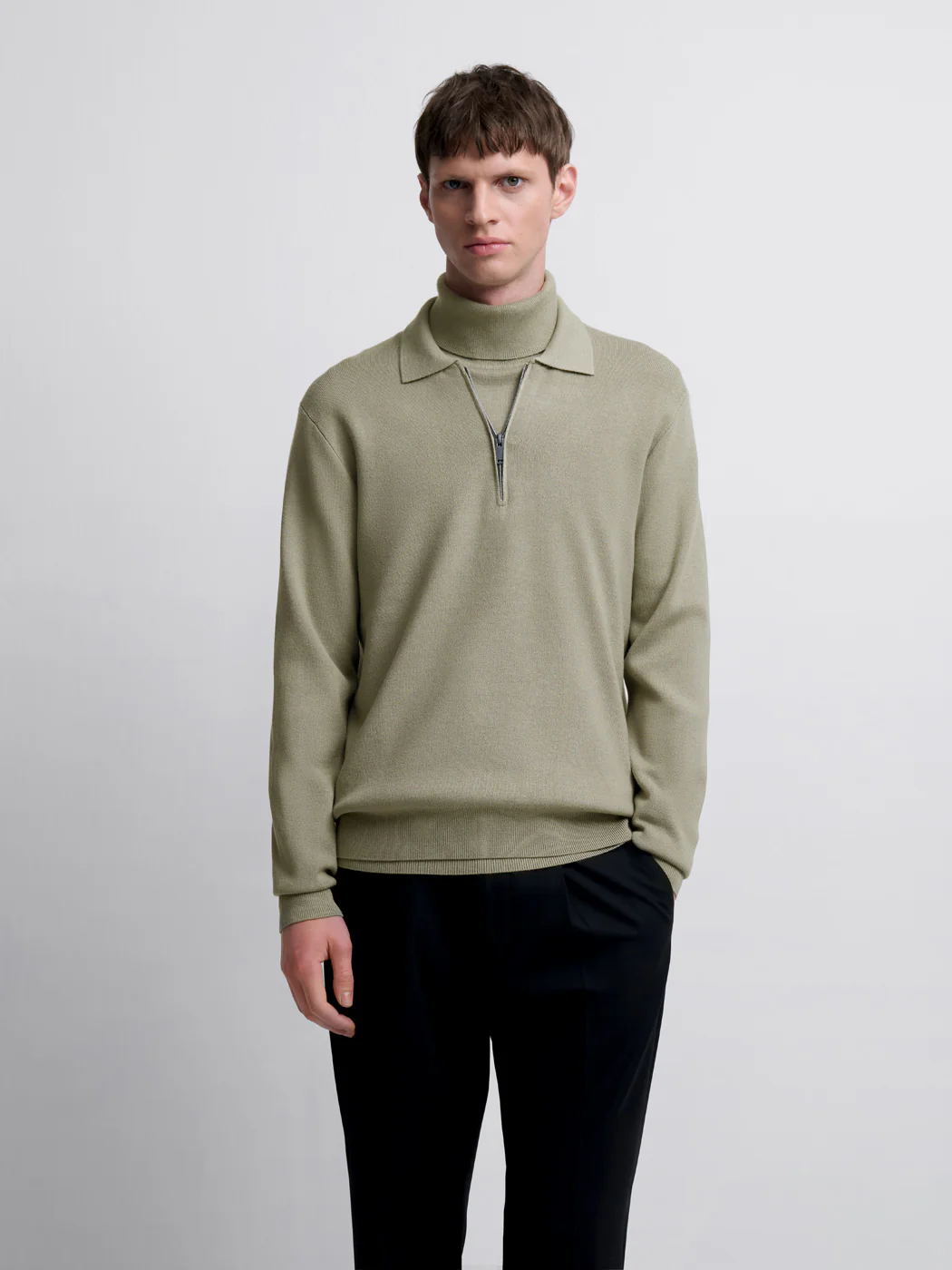 Pull col polo zippé en viscose certifiée