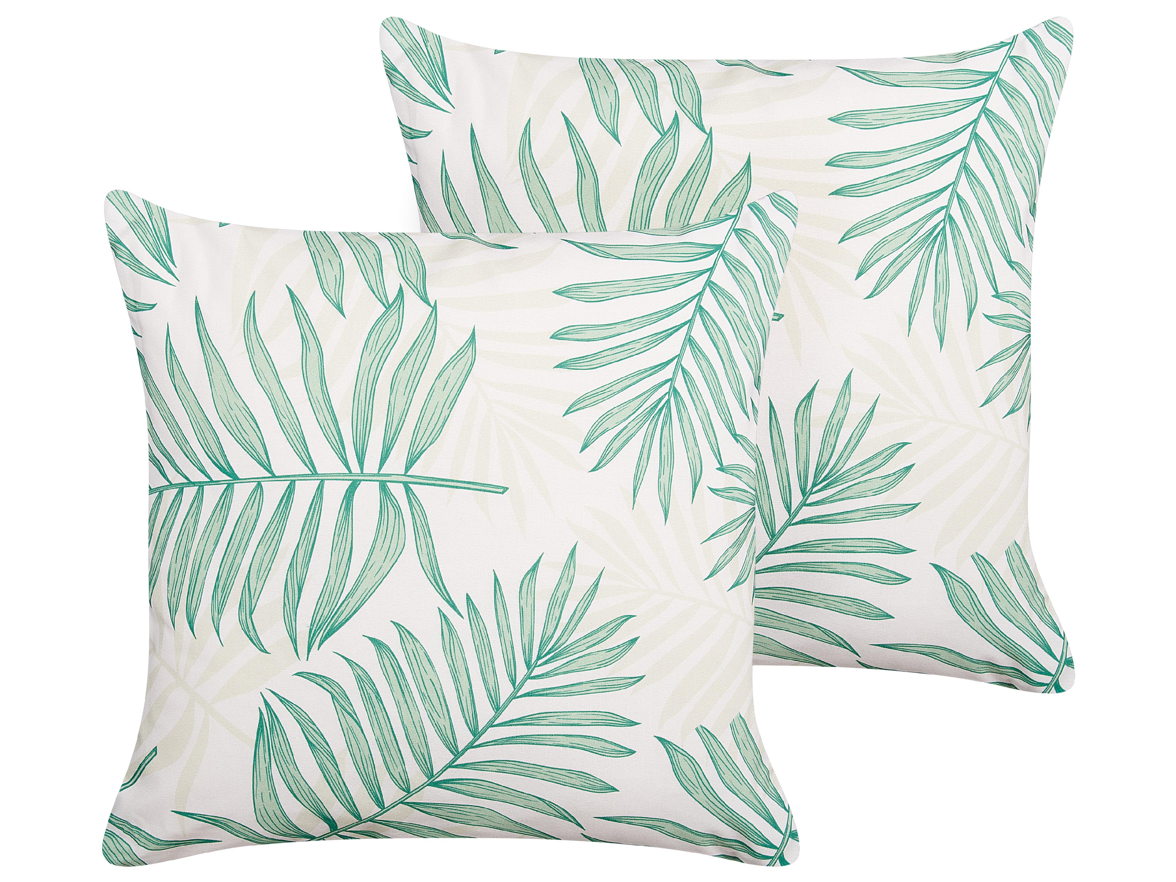 Set of 2 Outdoor Cushions POGGIO Plant Pattern 40 x 60 cm Green