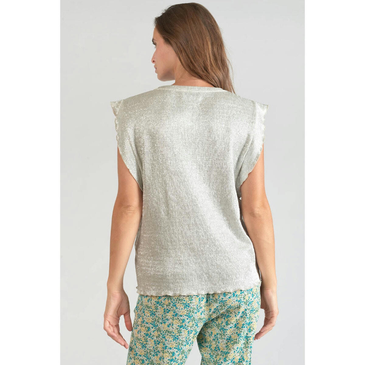Blouse métallisée sans manches