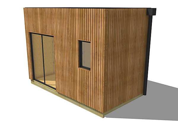 Bureau de jardin 4 saisons en bois 4,4 x 2,4 x 3,2 m / isolation RE2020 avec plancher isolé / menuiseries alu k-line