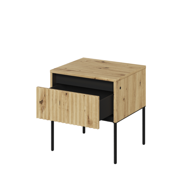 Stolik nocny TREND dąb artisan z frezowaną szufladą z oświetleniem LED