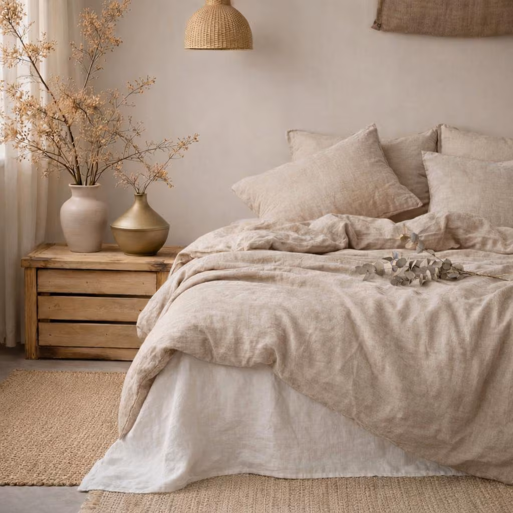 Organic natural 100% linen duvet comforter cover with buttons in various colors and custom sizes, handmade soft stone washed bed linens
