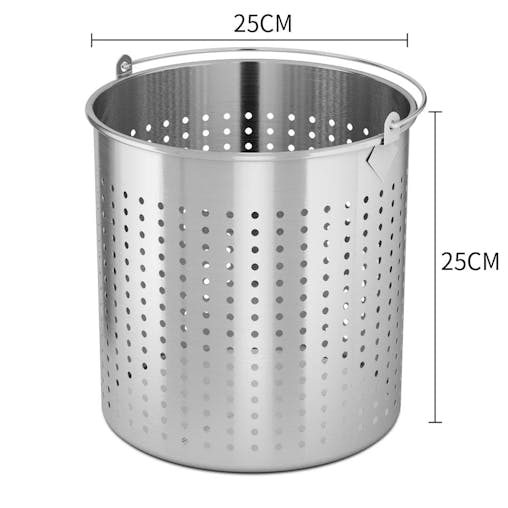 SOGA 2X 12L 18/10 Stainless Steel Perforated Stockpot Basket Pasta Strainer with Handle