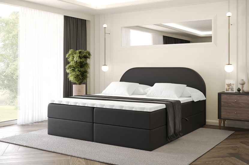 Łóżko kontynentalne z pojemnikiem i materacem H3 - NOX - 120x200cm cm