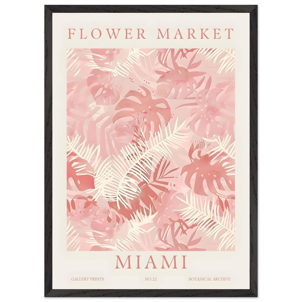 Artfulprints Poster met Lijst Flower market - Miami  - 50x70 cm - Roze