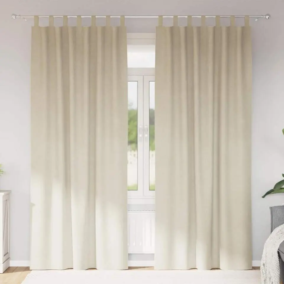vidaXL Gordijnen met lussen - Verduisterend - Cr&egrave;me Fluweel - 140x245 cm - 2 St.