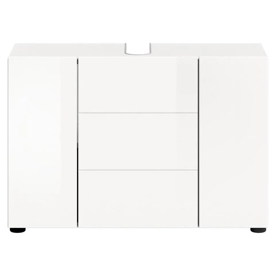 Hioshop Vira wastafel 3 deuren- 5 lades wit hoogglans- wit