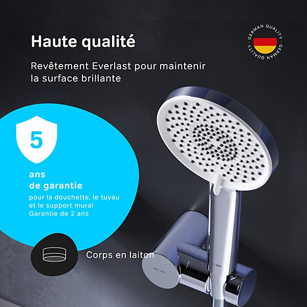 Mitigeur mécanique de baignoire avec douchette et support Robinet Salle de Bain Chromé, FXA15000X-Joy AM.PM