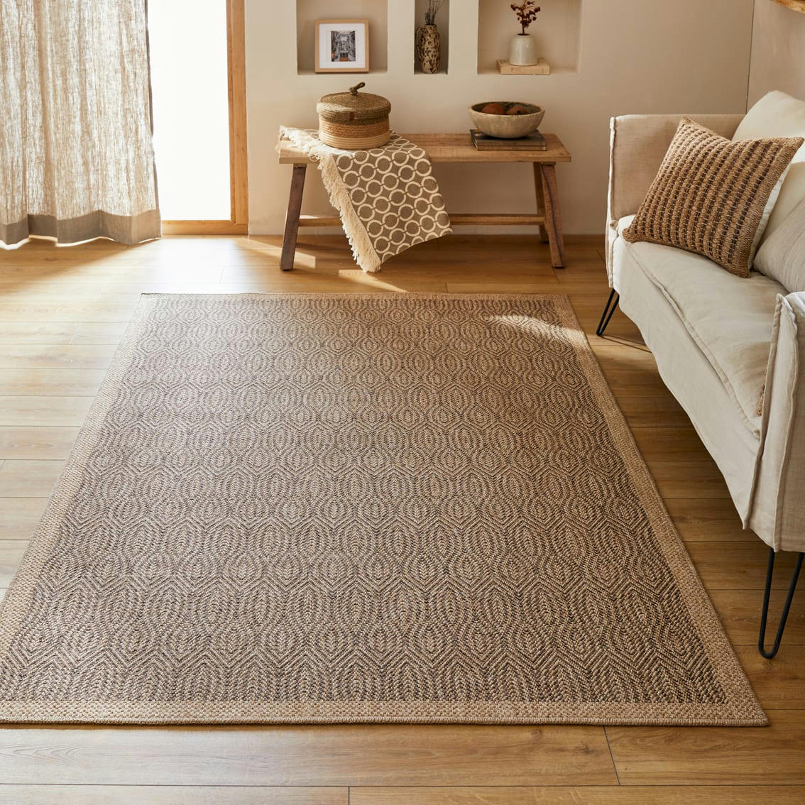 NATURE - Tapis polypropylène aspect jute marron - 120x170 cm