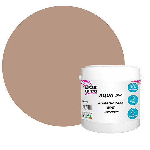 Marron Café Peinture Sol exterieur/interieur acrylique haute resistance aspect mat Aqua Sol Marron cafe- 2.5Kg
