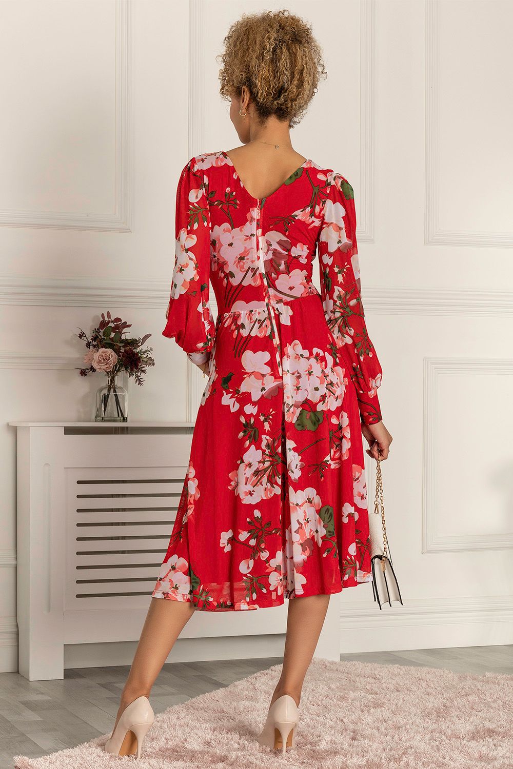 Jolie Moi Renita Floral Print Mesh Dress