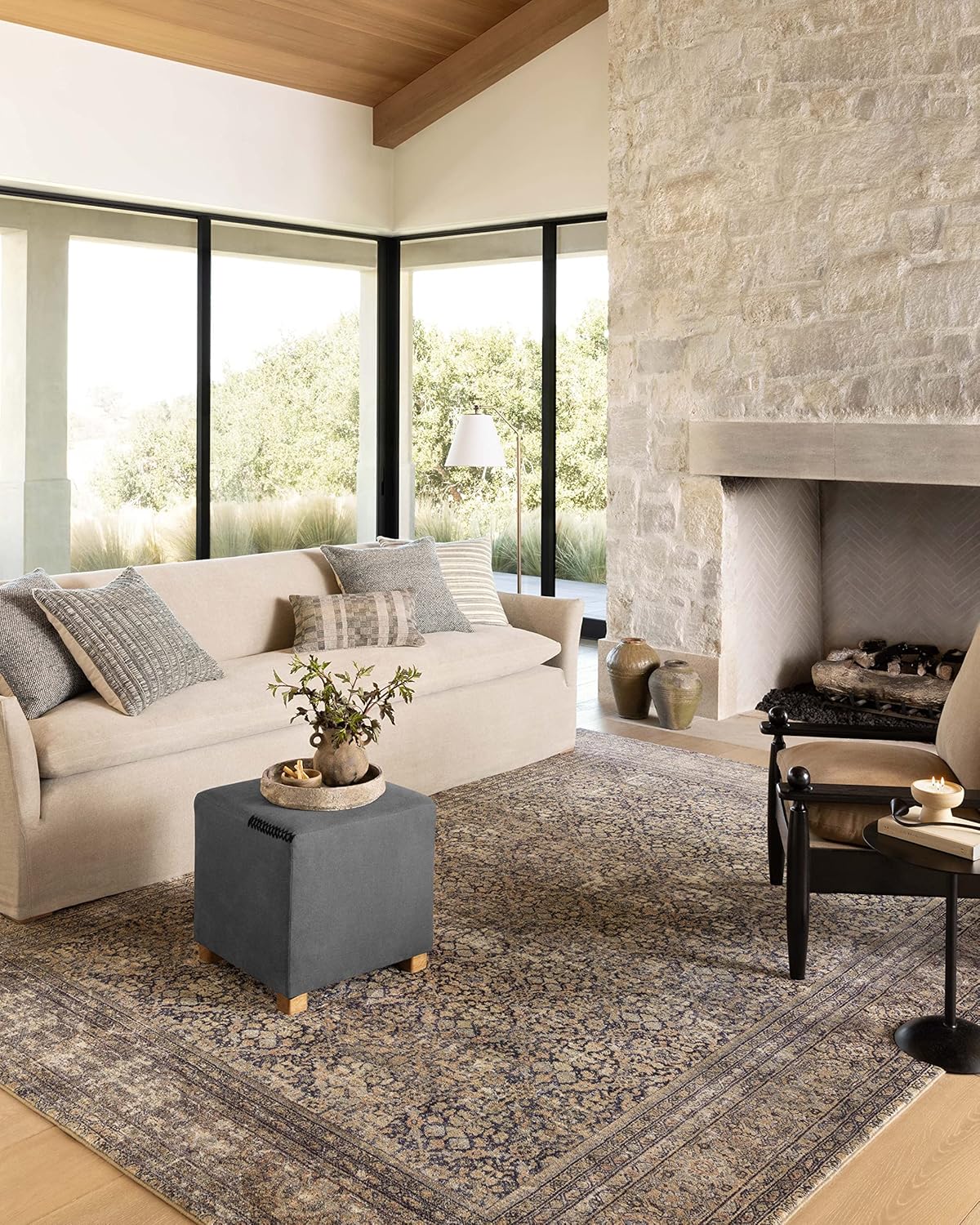 Loloi Amber Lewis Morgan Collection MOG-03 Denim/Multi 7'-3 x 9'-3 38 Thick Area Rug feat. CloudPile, Neutral, Room Décor, Vintage Inspired, Livingroom, Bedroom, Dining Area