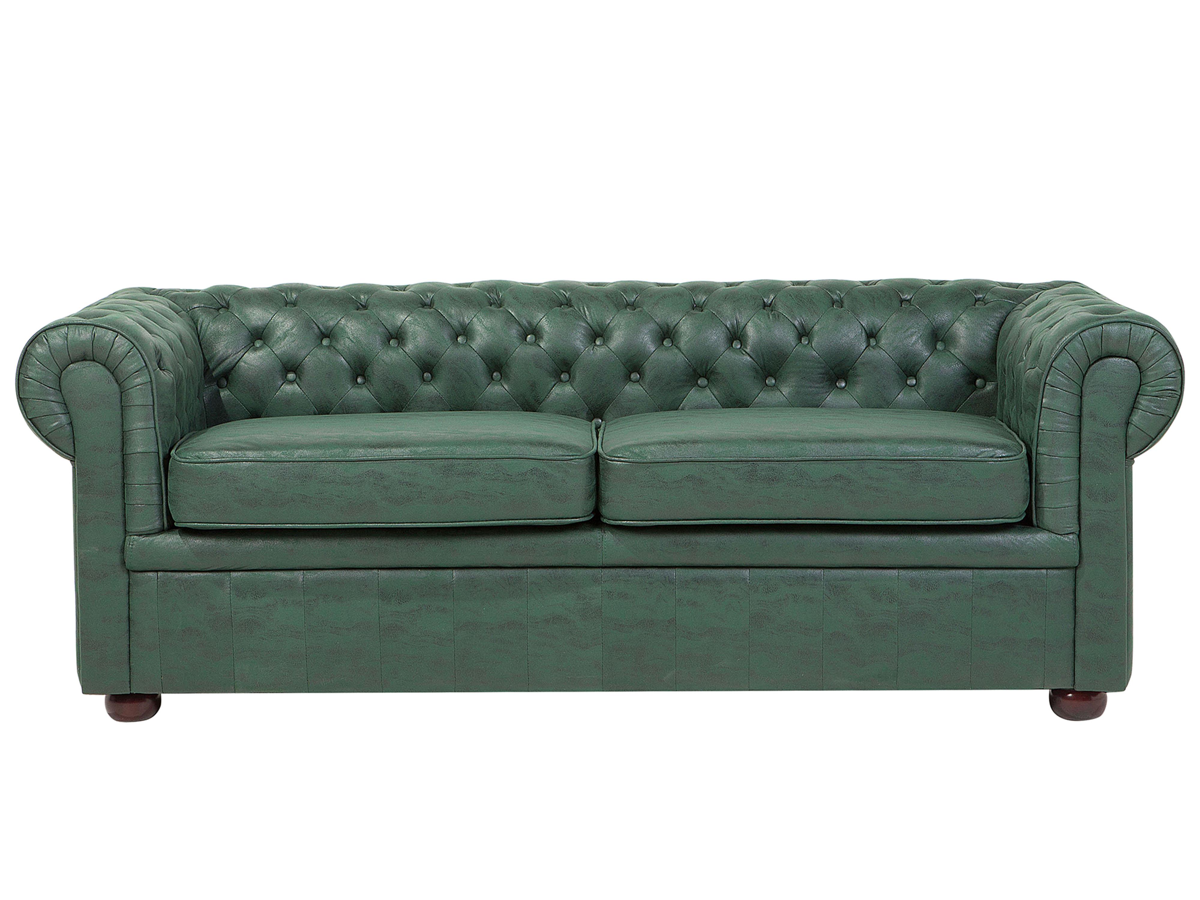Sofa 3 Seater CHESTERFIELD Faux Leather Green