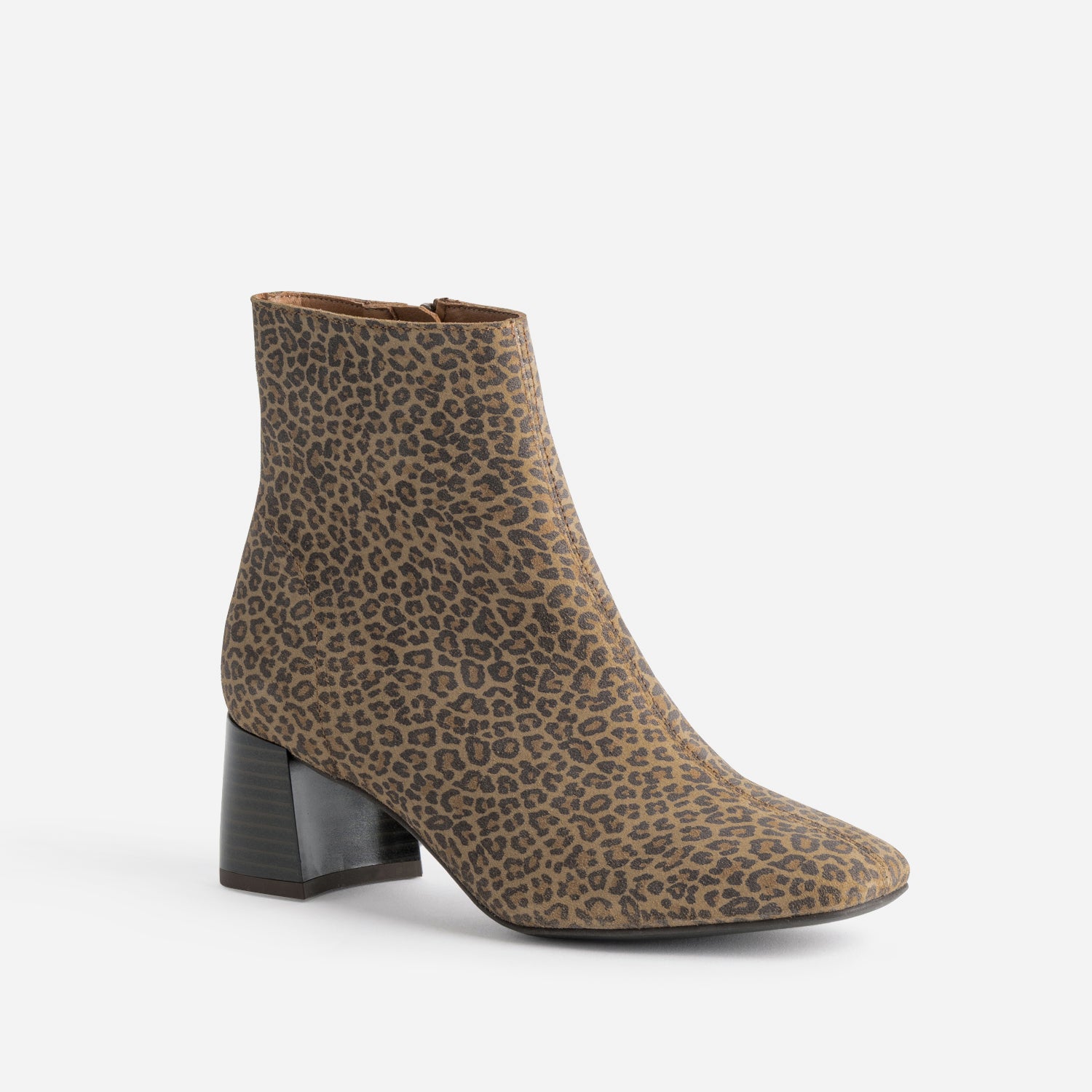 Boots TEXTO beige cuir velours motif léopard