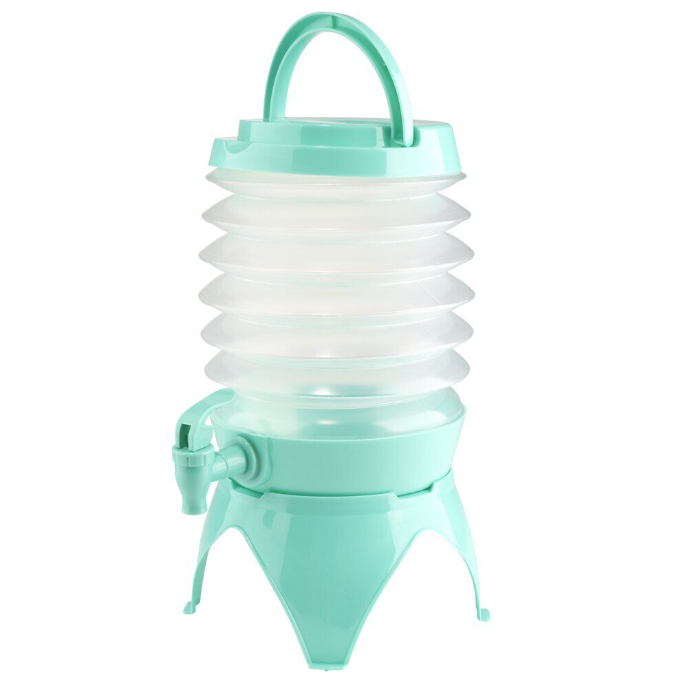 Jerrican pliable 3,3L avec robinet plastique transparent et bleu Ø17xH21cm
