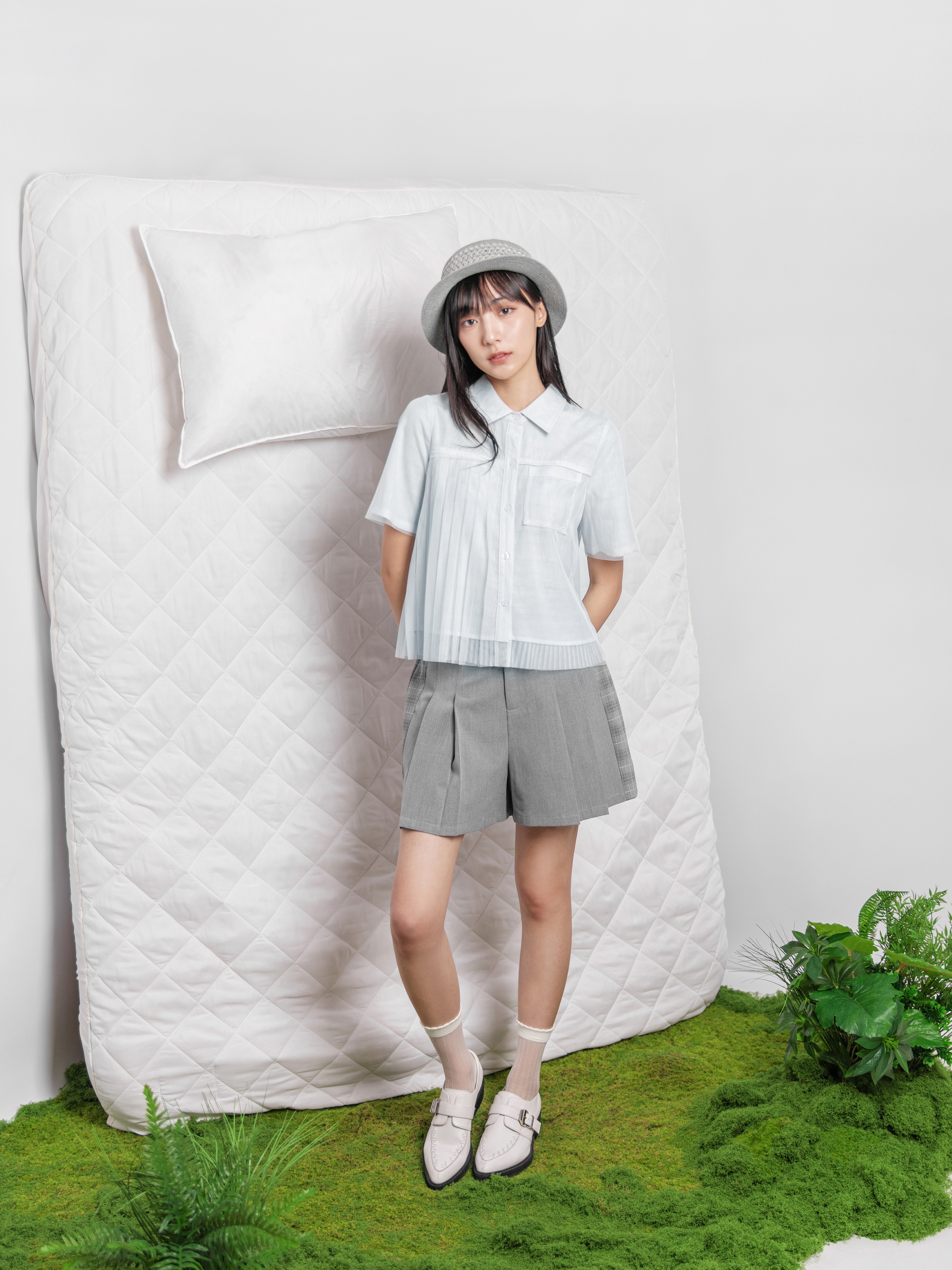 Patchwork Pleats Shorts - 26SDB100D