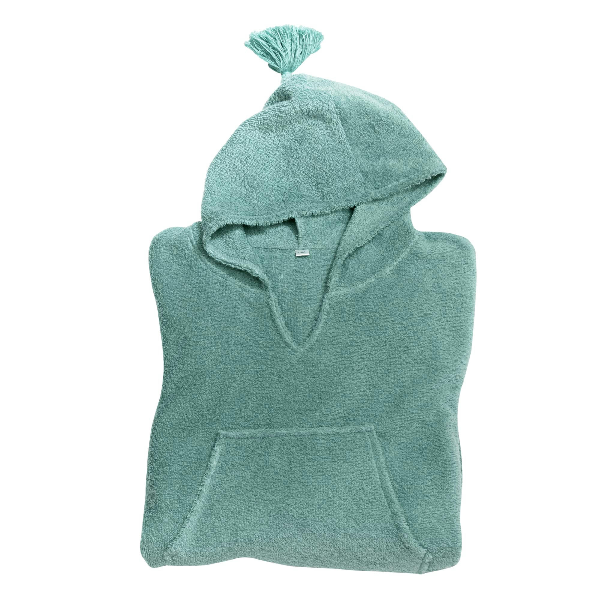 PONCHO KIDS - Peignoir poncho enfant bleu 6/8 ans en coton