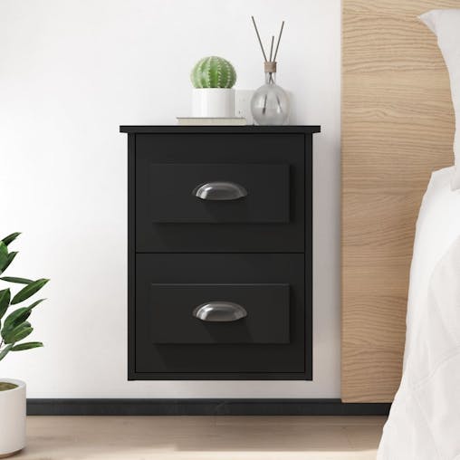NNEVL Wall-mounted Bedside Cabinets 2 pcs Black 41.5x36x53cm