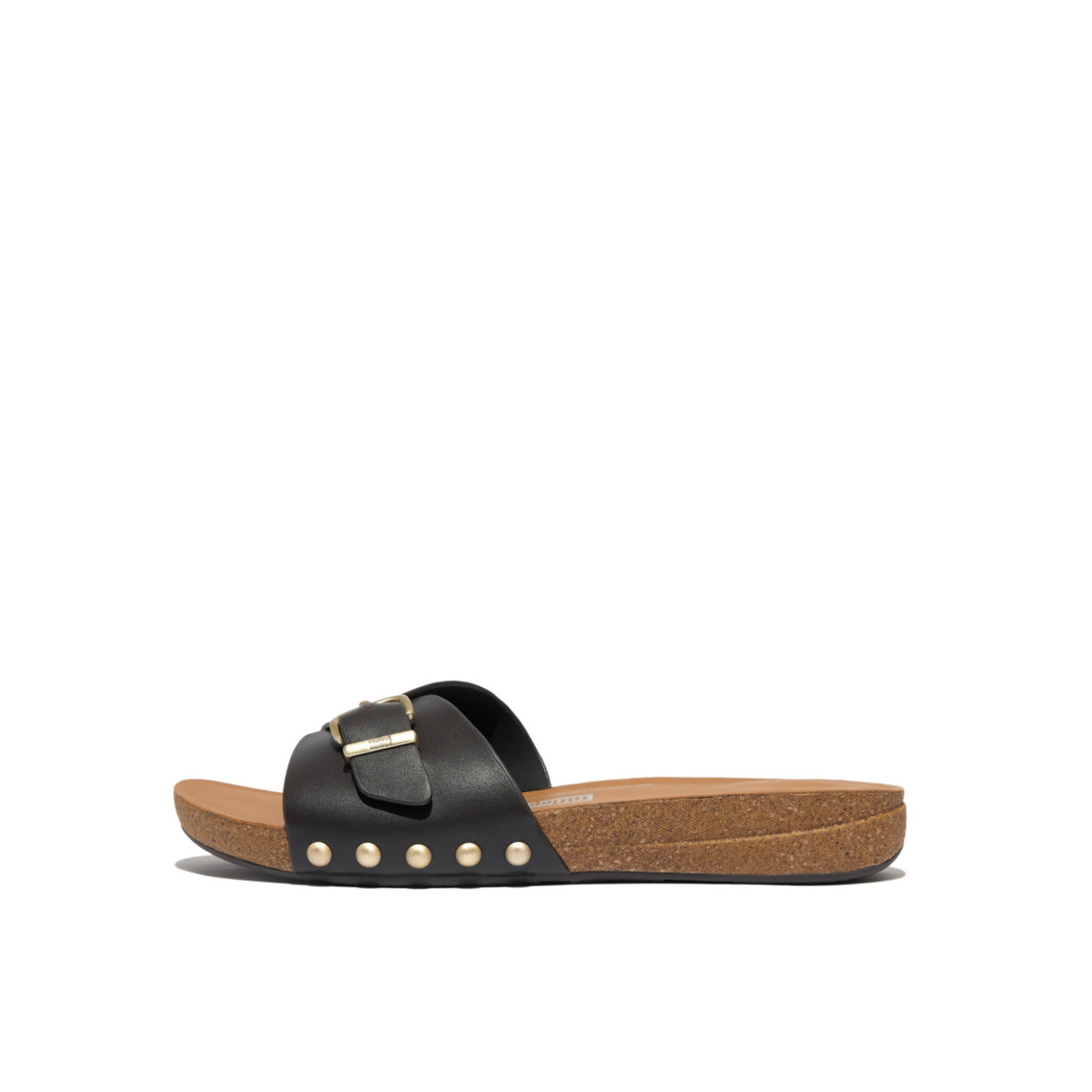 FitFlop - IQUSHION ADJUSTABLE BUCKLE LEATHER SLIDES - Brown