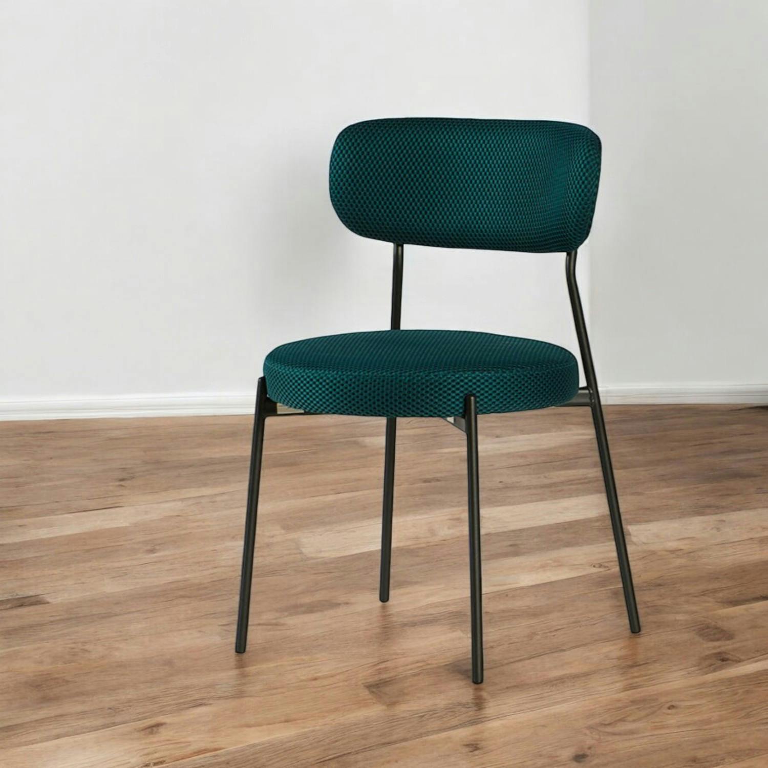 Chaise en tissu résille matelassée bleu (lot de 2) IENA