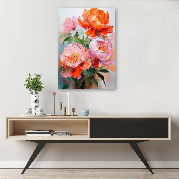 Feeby Obraz na płótnie, Piwonie Kwiaty Różowe Natura 40x60