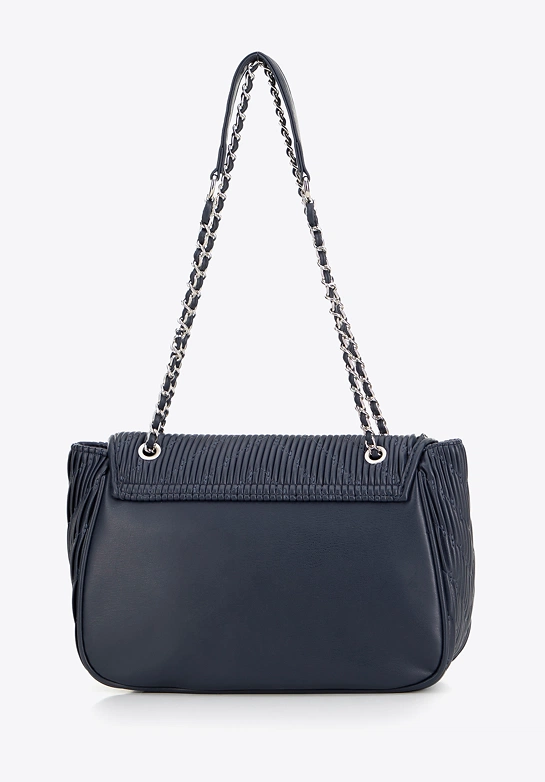 Crossbody z ekoskóry na łańcuszku granatowa