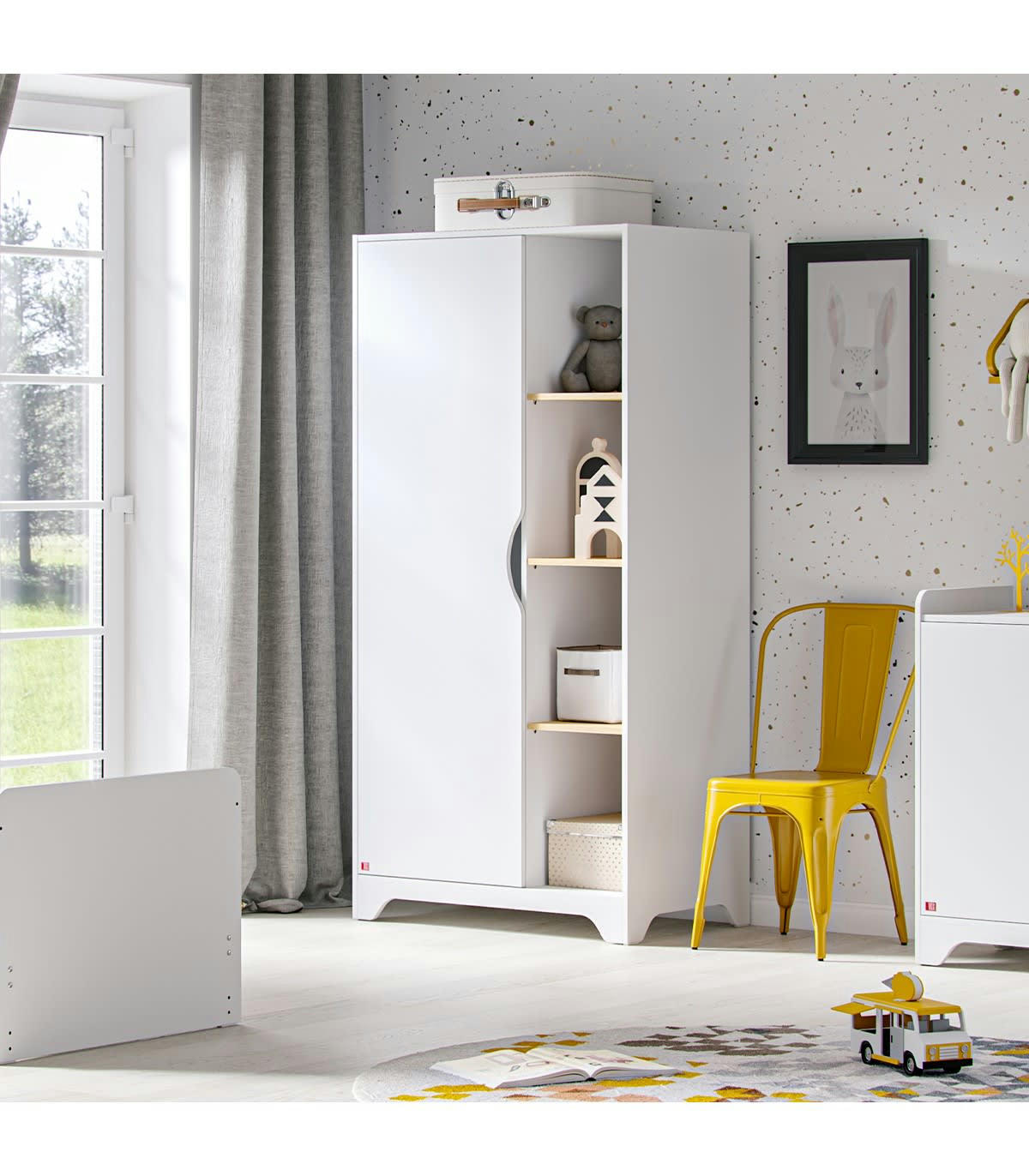 LEAF - Armoire 1 Porte et 3 Étagères Ouvertes L88.5 x H179.5cm