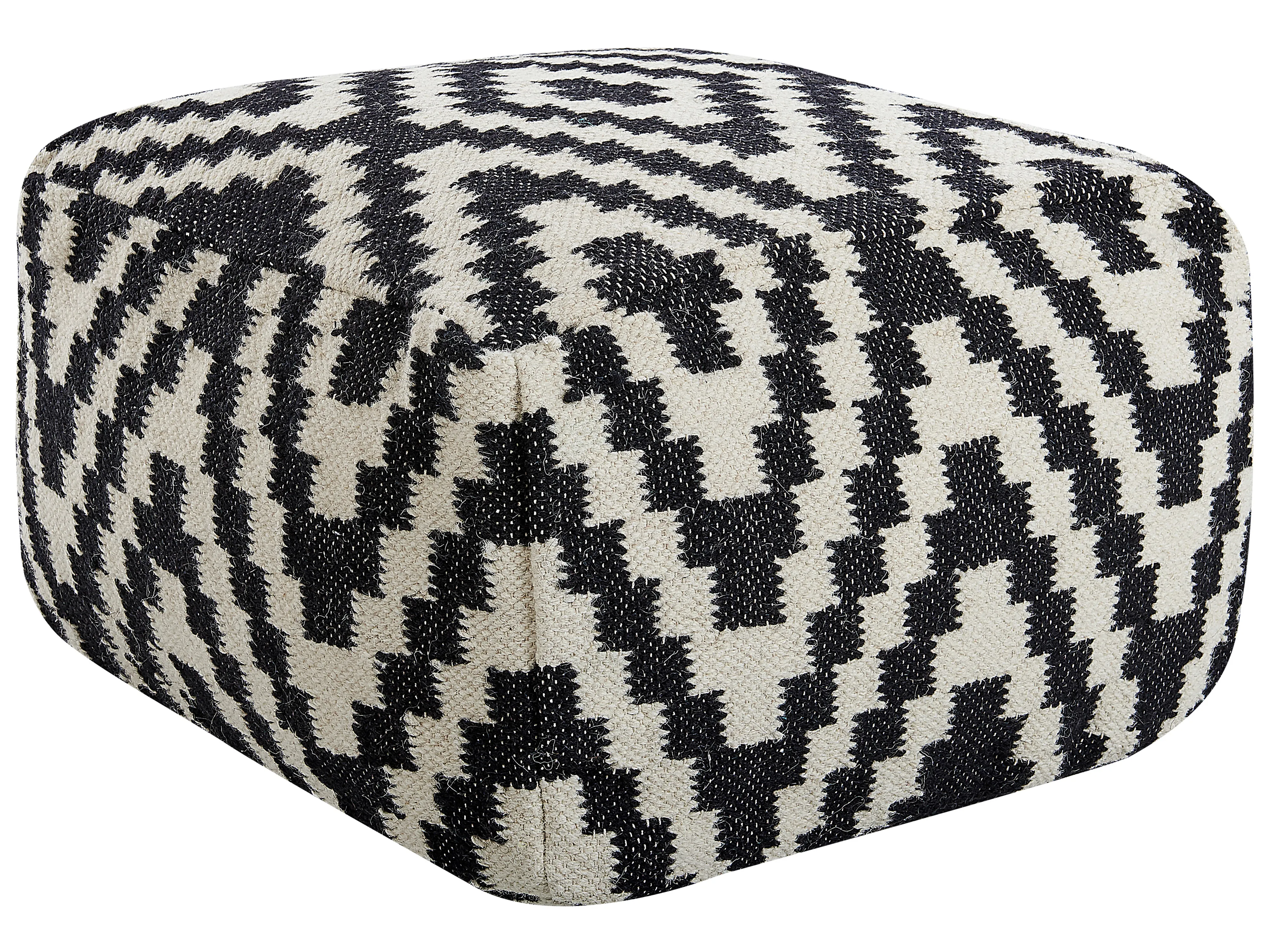 Pouffe KNIDOS Wool Black/ White
