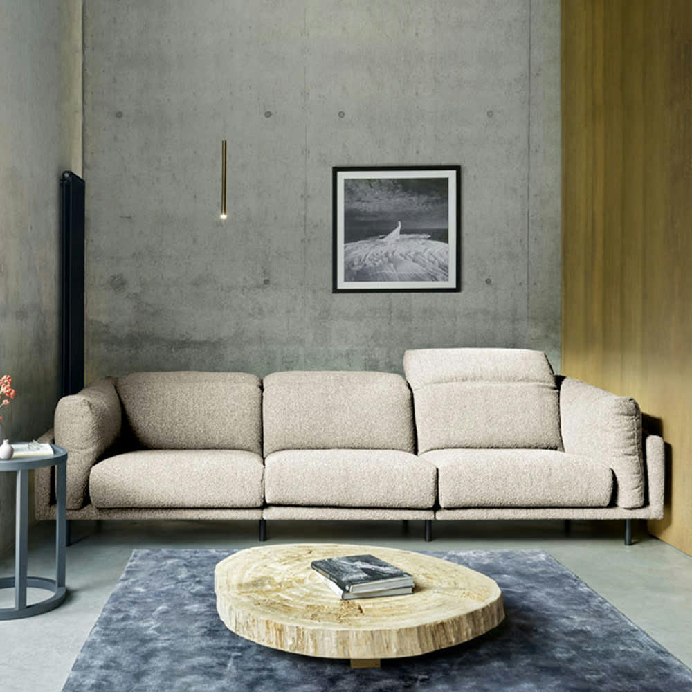 - Canapé 4 places droit tissu beige