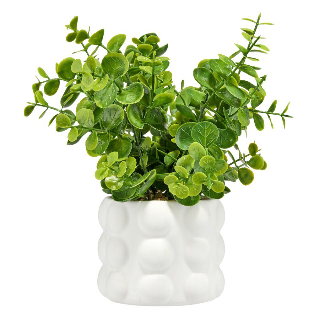 Plante artificielle verte pot céramique blanche Ø10xH21,5cm