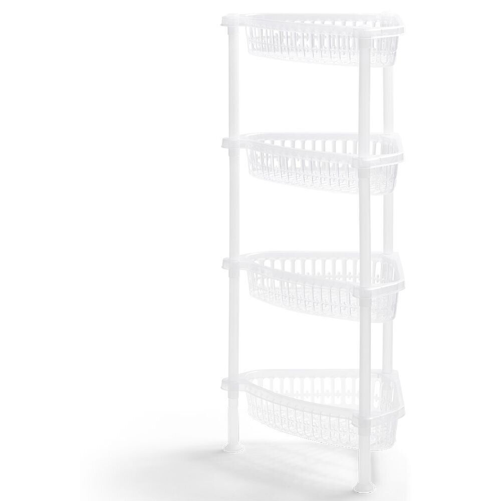 Desserte d'angle 4 niveaux plastique transparent 38x33xH82cm