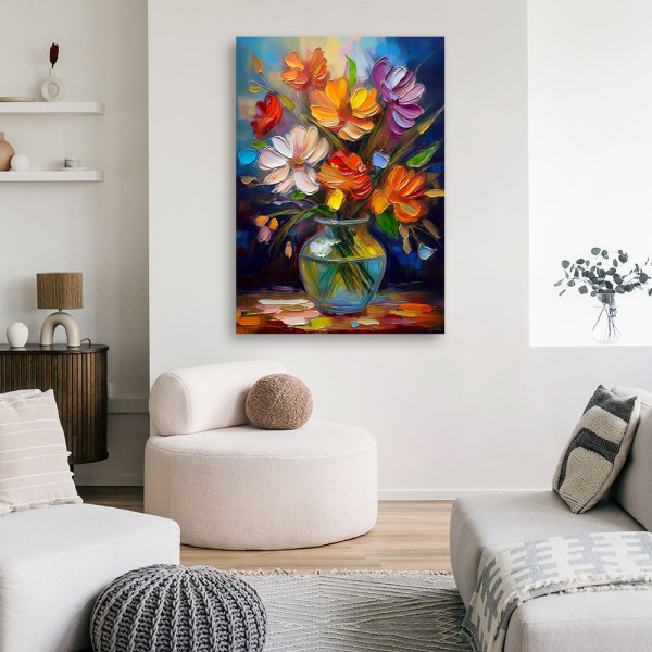 Feeby Obraz na płótnie, Bukiet Kwiatów w wazonie Kolorowy 40x60