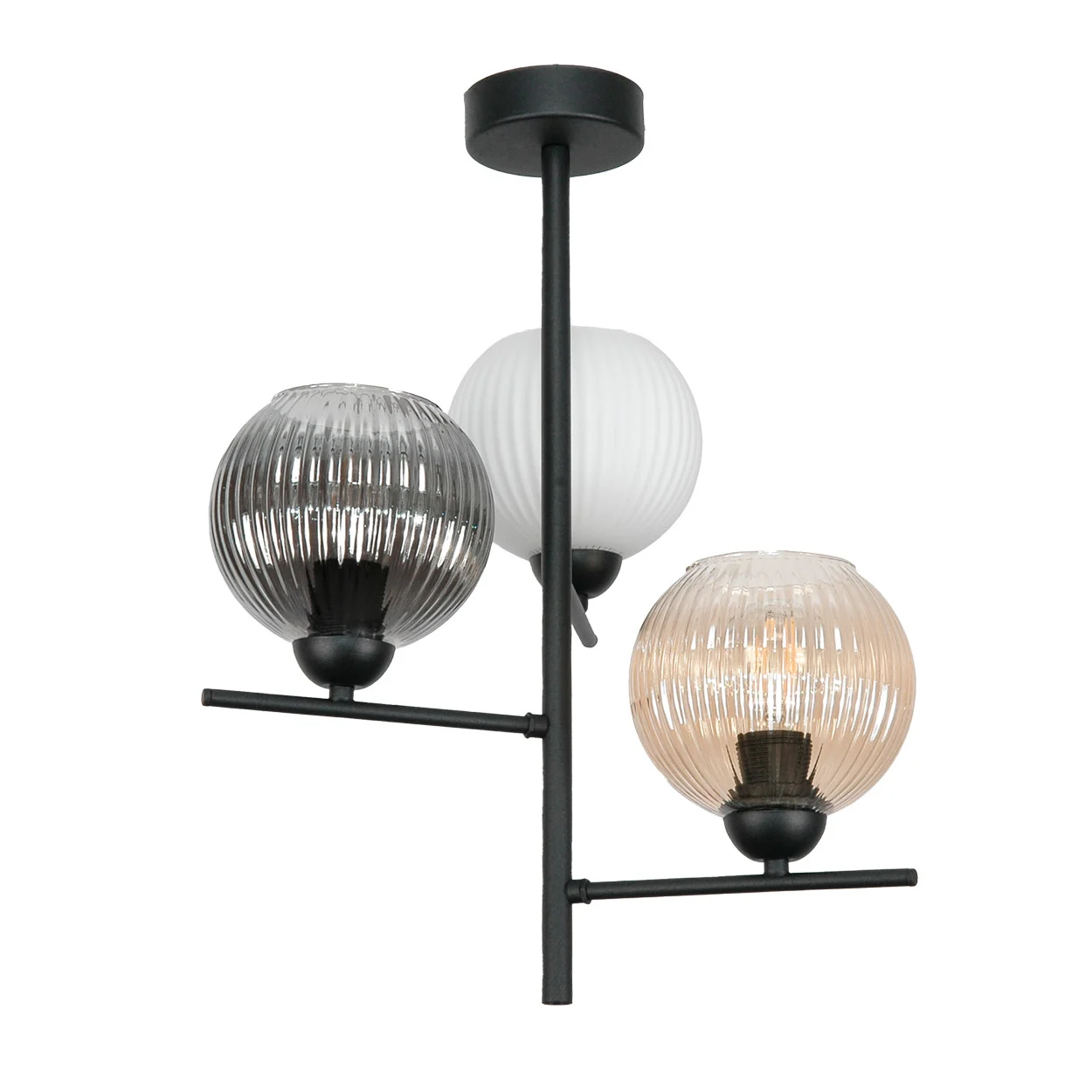 Lampa sufitowa EDYLIT czarna szklane klosze loft 3xE27 PABLO 15-446