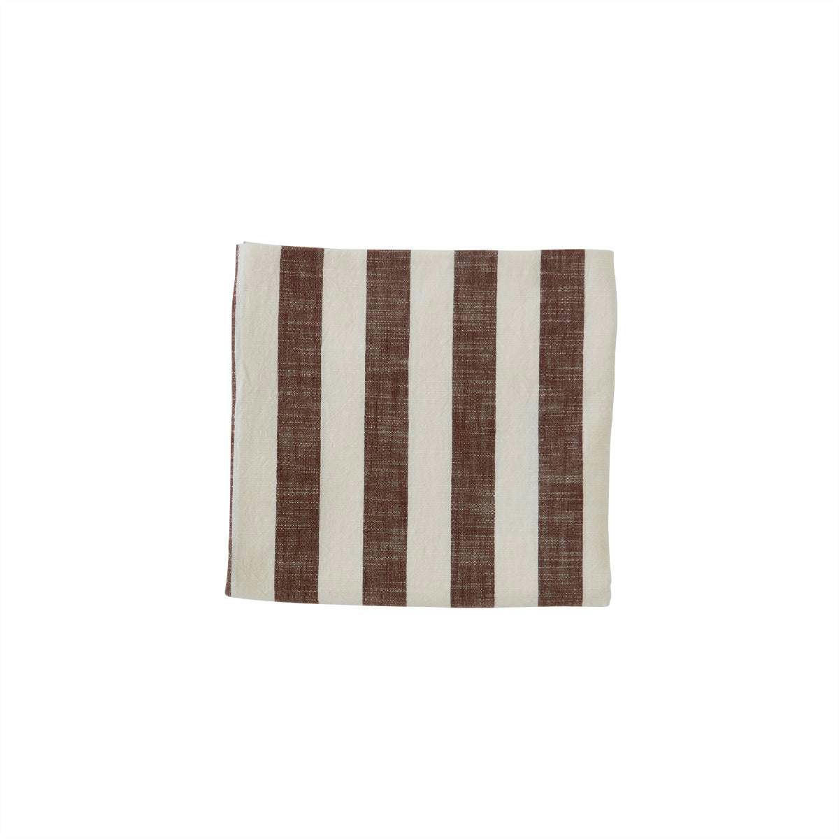 STRIPED - Nappe rayée marron en coton organique H260x140cm