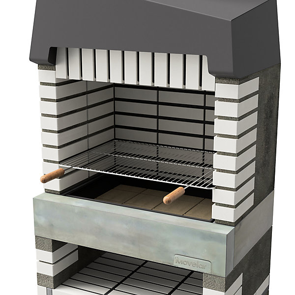MOVELAR - Barbecue préfabriqué à bois et charbon de bois California Plus (Beige - 86,5x58x215 cm) REF : 8890 - Usage Extérieur