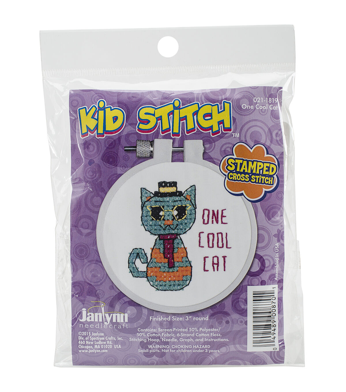 Janlynn 3 One Cool Cat Stamped Cross Stitch Kit