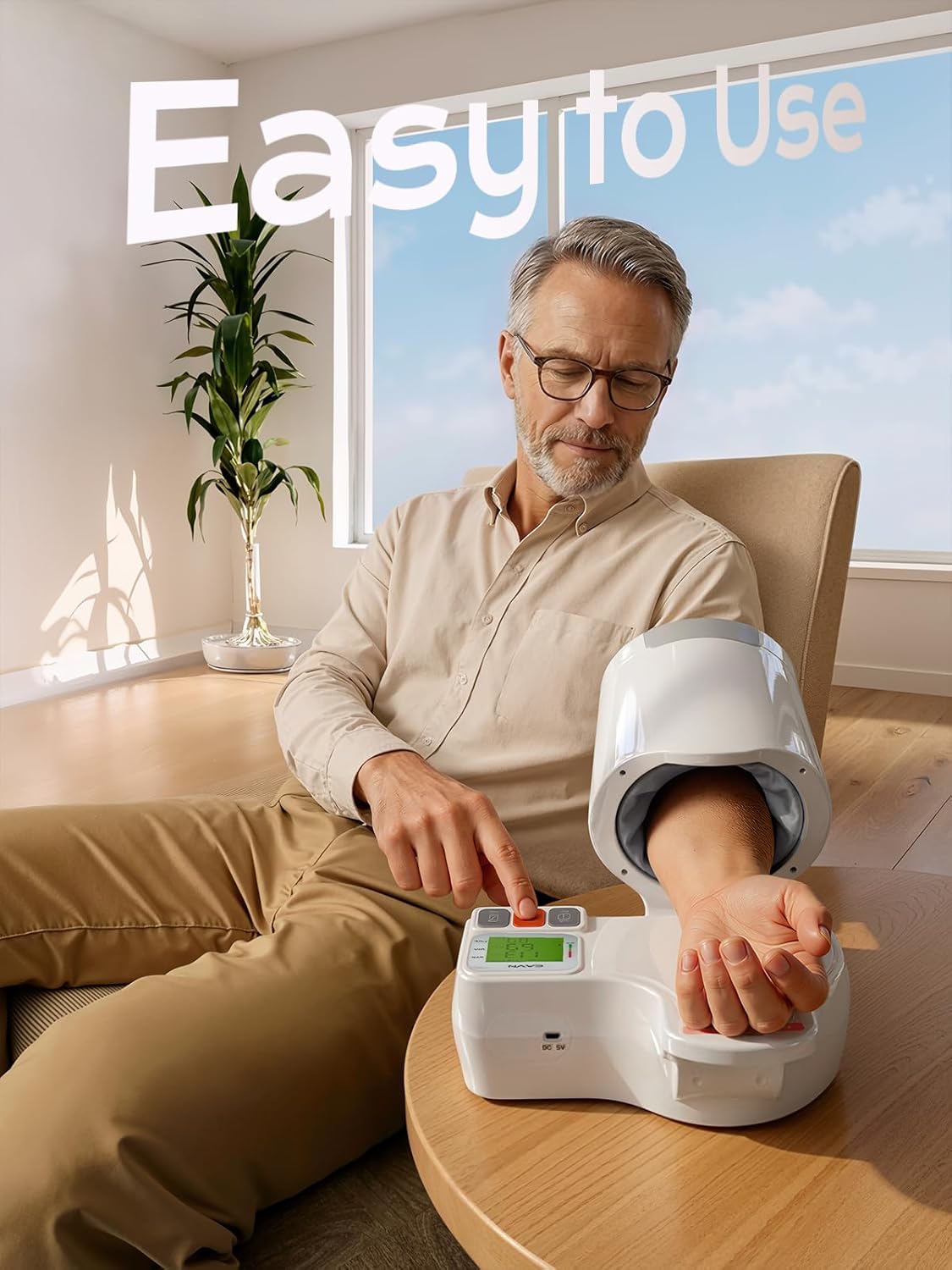 CAVN Blood Pressure Monitor, One-Touch Barrel-Type Upper Arm Blood Pressure Monitors for Home Use, No-Wrap Auto-Fit Design, Fits Arms 7.1-16.5, 3-Color Backlight, 2 Users 2×99 Memory