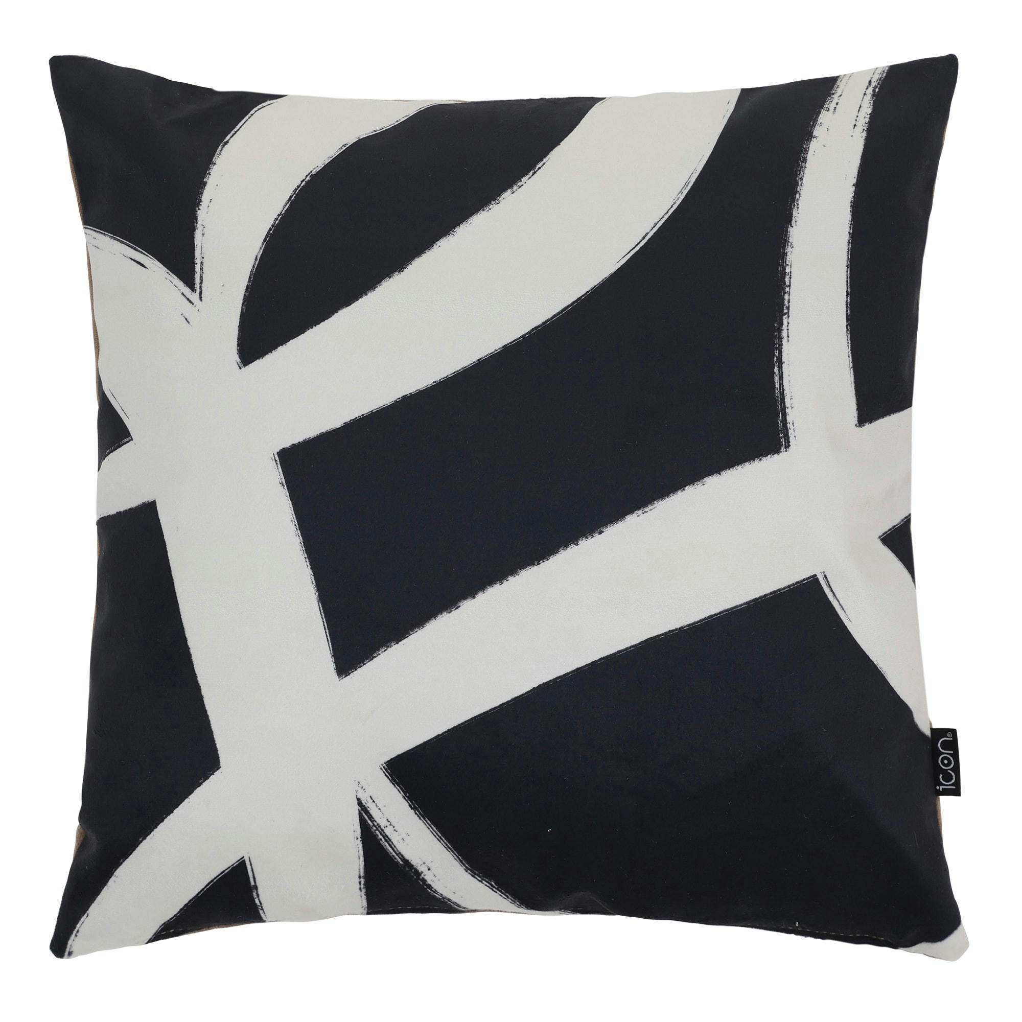 - Coussin en velours à imprimé ligne monochrome